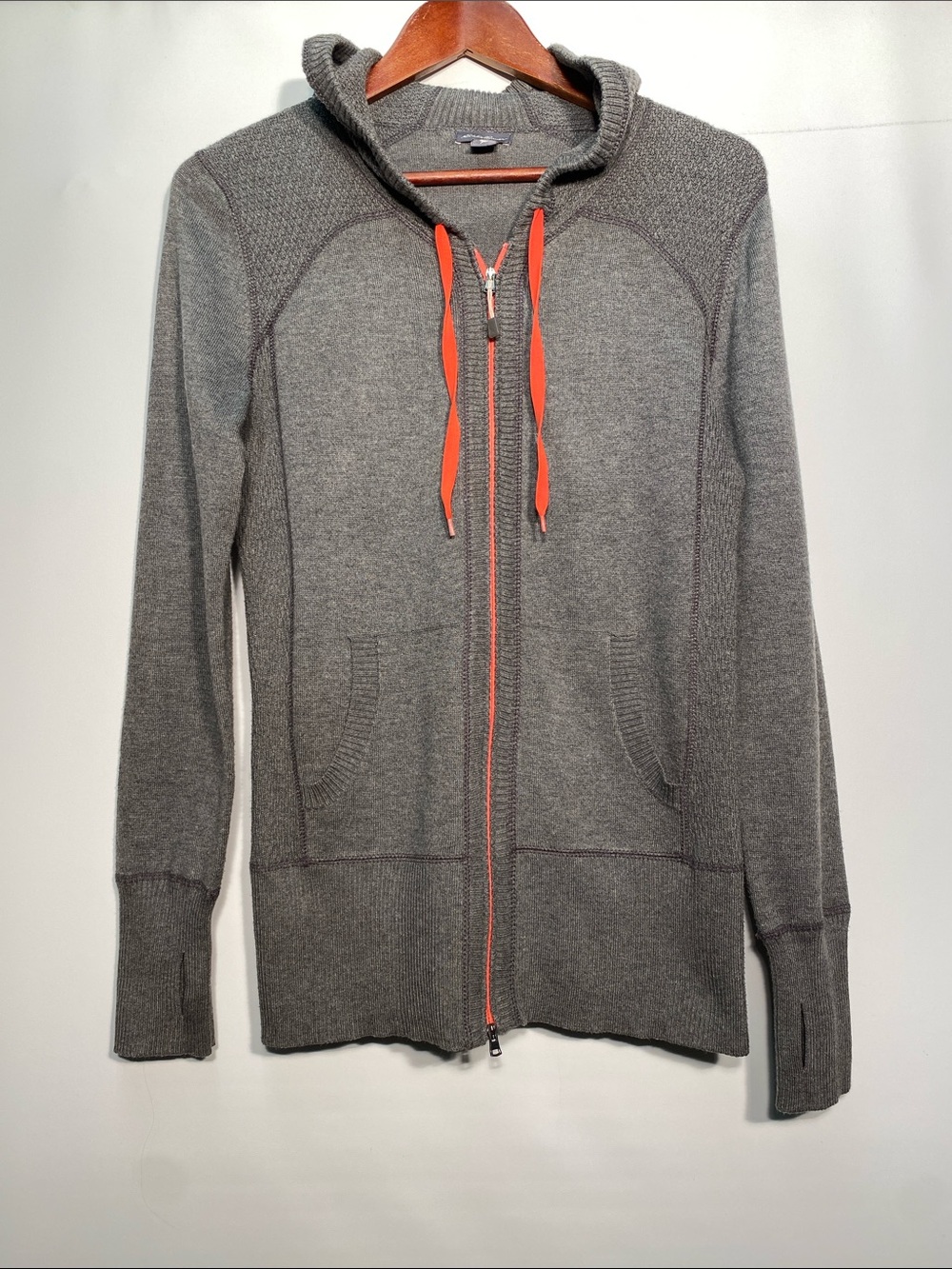 Eddie Bauer Gray Zip-Up Hoodie with Coral Accents